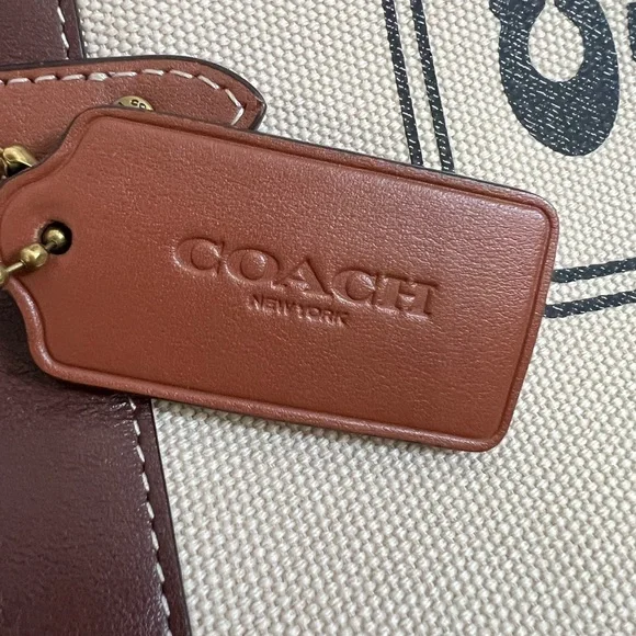 Coach Canvas Tote with Brown Leather Trim - Picture 3 of 16